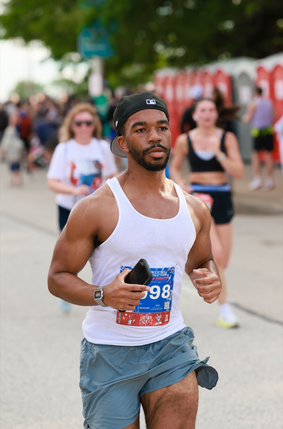 Runner taking part in a road race